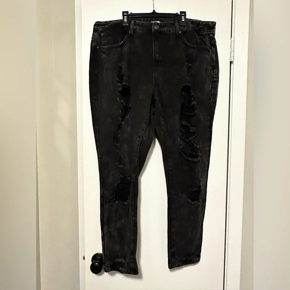 NWT Fashion Nova Lola Destructured Jeans black size 14 - Picture 2 of 10